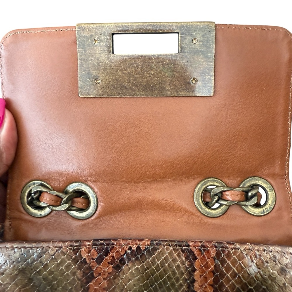 Stuart Weitzman Python Brown And Tan Leather Bag … - image 3